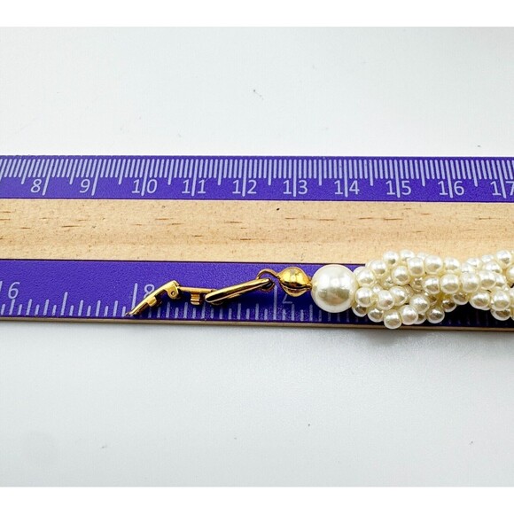 Vintage Napier Faux Pearl Bracelet Seed Bead Multi Strand Twist Barrel JJ60 - Picture 7 of 7